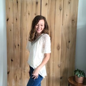 Knitted & Knotted Anthropologie Ivory Lace Blouse